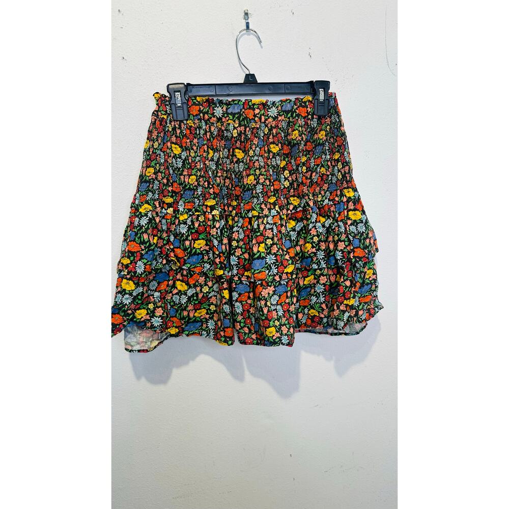 PERSEVERANCE Multicolor Floral Print Blooms Smocked Midi Skirt size 16 US 12 - Picture 4 of 12